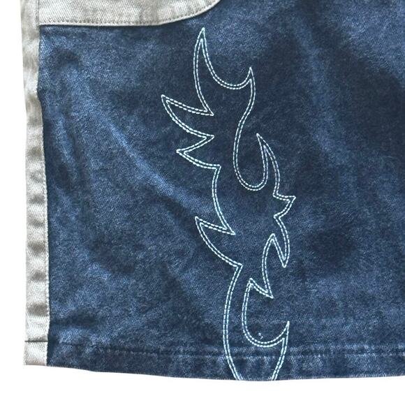 New AFTERHOUR Midnight Rodeo Set Black Wash Denim Embroidered Mini Skirt Sz M - Picture 4 of 12